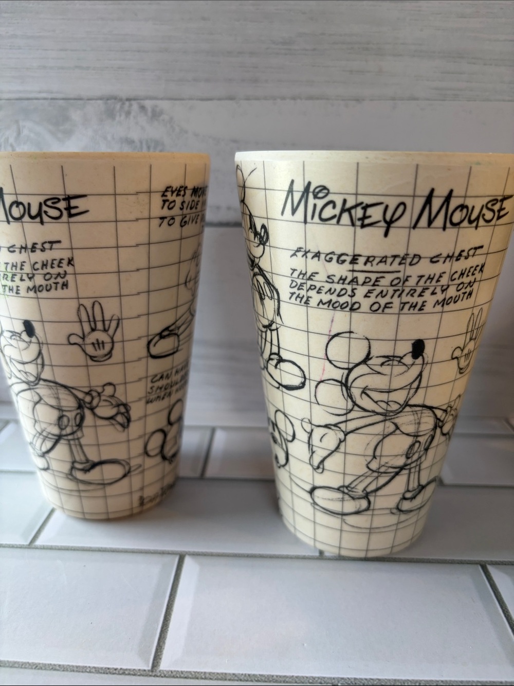 Disney Cream and Black Mickey Mouse Sketch Tumblers (2)